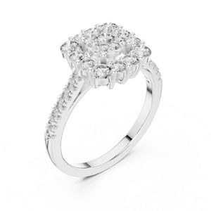 Bague de mariage en or rose 14 carats avec diamant de laboratoire rond pour femme |   Nouveau diamant cultivé - Product Image 2