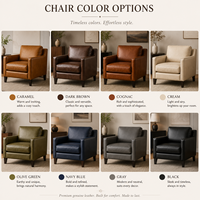 Fauteuil d'appoint en cuir véritable durable de style Mid-Century Modern, canapé une place pour salon, chambre, hôtel, extérieur, salle à manger, usage scolaire