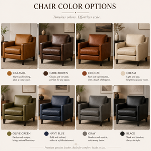 Fauteuil d'appoint en cuir véritable de style moderne du milieu du siècle, canapé une place pour salon, chambre à coucher, hôtel, usage extérieur - Product Image 6