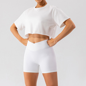 <b>Men</b> Cropped Top Short Sleeves Outdoor T-Shirt Soft Jersey Gym Fitness Training Outerwear Wicking Running Sport Yoga Quick Dry - Product Image 5