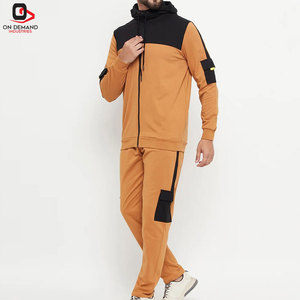 Ensemble de survêtement pour homme avec blocs de couleurs contrastées, veste à col montant zippée et pantalon de jogging, design streetwear décontracté - Product Image 4