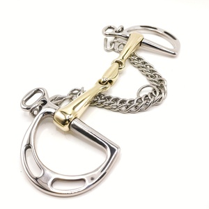 Élégant mors de cheval en acier inoxydable avec anneau en D, embout en silicone, chaîne de mâchoire et conception à trois sections articulées - Product Image 2