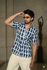 Chemise à manches longues 100 % coton pour homme – Écologique, respirante, élégante, décontractée pour l'été, col rabattu, tricotée - Product Image 3