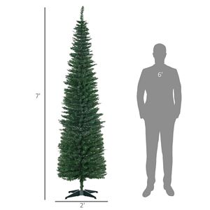 Albero di Natale Sottile di 2,1 Metri con 499 Rami Realistici, Albero Verde Artificiale a Forma di Matita con Supporto in Plastica - Product Image 3