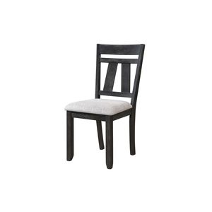 Set di 2 Sedie da Pranzo in Stile Cottage, Design Transizionale, Mobili in Legno con Seduta Imbottita in Tessuto Grano-Carboncino per Sala da Pranzo - Product Image 2