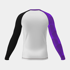 T-shirt de compression à manches longues rouge et noir personnalisé pour homme, couche de base, séchage rapide, évacuation de l'humidité, anti-UV, polyester/nylon, athlétique - Product Image 2