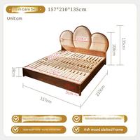 Lit de chambre moderne en bois de frêne tressé en rotin pour ameublement domestique