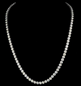 Glamuroso Collar de Tenis con Bisel de Diamantes CVD de Plata 925, con Diamantes CVD Cultivados en Laboratorio de 15-16 CT, Joyería Elegante para la Noche - Product Image 1