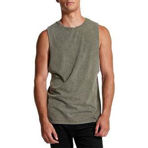 High quality <b>men</b> Customize and Acid Wash O Neck Regular Fit 100% cotton fabric and Sleeveless Print <b>Knitted</b> gym <b>vest</b> for <b>men</b> - Product Image 4