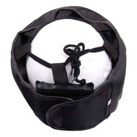 Casque de protection intégral professionnel en cuir noir - Casque de sparring haute résistance - Protection renforcée des joues et du menton