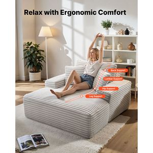 Moderna Chaise Longue da Interno Senza Struttura da 54 Pollici con Schienale Solido e Cuscini Grandi per Lettura e Decorazione - Product Image 2