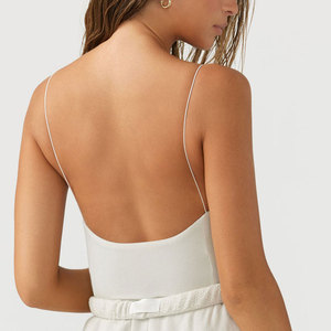 Women Solid Color Spaghetti Strap Tank <b>Top</b> Backless Slim Fit Camisole <b>Crop</b> <b>Top</b> Summer Daily Wear - Product Image 2