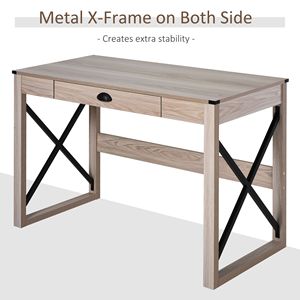 Scrivania dal Design Rustico e Semplice, Postazione di Lavoro Ecologica per Ufficio Domestico con Cassetto, Convertibile e Mobile - Product Image 4