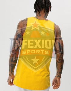 Men's Solid Color <b>Yellow</b> <b>Tank</b> <b>Top</b> O-Neck Casual Knitted Sleeveless Vest - Product Image 3