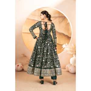 Magnifique robe Anarkali pour femmes pour les fêtes, ensemble de costume avec pantalon et dupatta - Product Image 2
