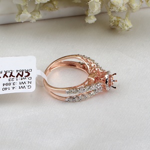 Wholesale 14k Rose Gold Natural Diamond Halo <b>Split</b> Shank Filigree Semi Mount <b>Ring</b> Memoria Jewels - Product Image 3