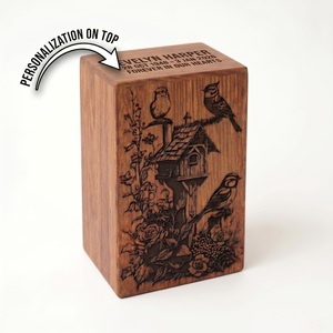 Banc de jardin en bois personnalisé de style américain, urne gravée au laser, souvenir commémoratif pour cendres funéraires, durable et écologique - Product Image 1
