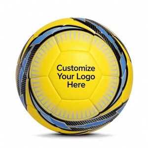 Balón de Fútbol Amarillo Personalizable, Tamaño 5, Balón de Entrenamiento Resistente con Detalles en Azul y Negro, Empaquetado en Bolsa de PP - Product Image 3