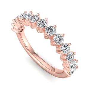 Bague de mariage semi-éternelle de luxe en or rose avec neuf diamants ronds taille brillant, sertis à griffes partagées, bijoux de mode pour femme - Product Image 1