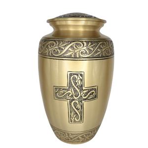 Urna Estilo Americano Blanca Premium para Cenizas de Adultos con Diseño de Cruz de Hiedra Grabada, Capacidad de 200 Pulgadas Cúbicas - Product Image 1