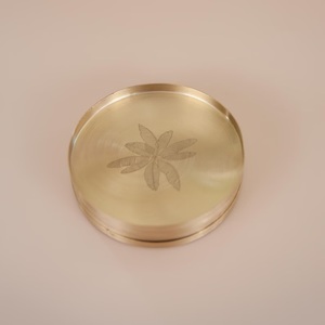 Regal Lotus Brass <b>Coaster</b> Set Handcrafted Round <b>Drink</b> <b>Coasters</b> Heat Resistant Table Protector Luxury Entertaining Gift - Product Image 3