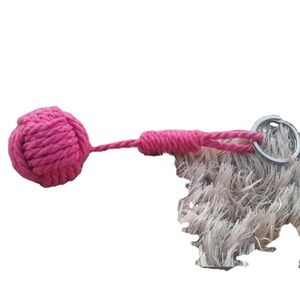 Manille en laiton de singe de corde de coton naturel-4.5 "de long-porte-clés de corde de marin fait à la main-cadeau de bijoux nautiques - Product Image 1