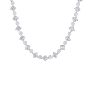 Collar de moissanita con diamantes de imitación en forma de baguette y redondos, estilo tenis, elegante, lujoso y brillante, para mujer, ideal para regalo. - Product Image 3