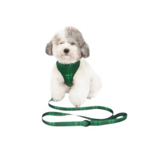 Harnais pour chien en nylon à carreaux réglable, style classique vert, fermeture à boucle, pour chiens de taille moyenne - Product Image 5