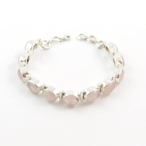 Pulsera elegante de plata de ley 925 con cuarzo rosa para mujer, estilo exclusivo, hecha a mano, joyería india, venta al por mayor - Product Image 2