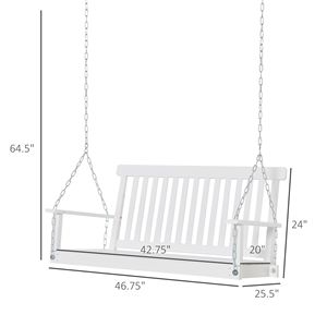 Dondolo a 2 Posti Bianco con Design a Doghe per Interni/Esterni, con Catene Incluse, Capacità 200 kg - Product Image 3