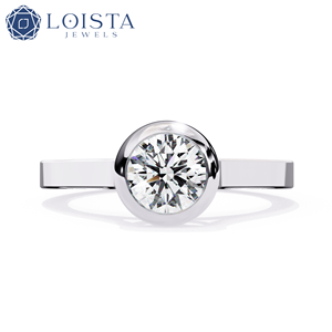 LOISTA Women's Platinum Round Brilliant Cut Diamond Engagement Ring GIA Certified Classic Style - Product Image 1