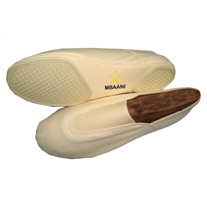 MBAANI Beige Canvas Soft Ballet Jazz Dance <b>Shoes</b> Slip On Split Sole PU Outsole Flats - Product Image 6