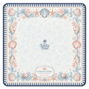 Tapete de Mahjong Personalizado al por Mayor con Diseño de Conchas y Corales Costeros, 33x33 Pulgadas, Neopreno Premium Antideslizante, Plegable, para Póker y Mahjong Americano - Product Image 1