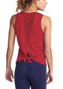 Women's Solid Color Knitted Tank <b>Top</b> O-Neck Sleeveless Casual Regular Fit <b>Red</b> - Product Image 4