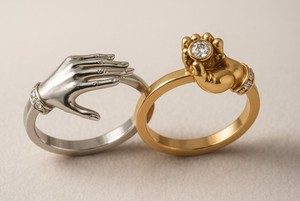 Beautiful 925 Silver <b>Gold</b> Silver Hand <b>Ring</b> Round CZ Stone Love Symbol Women Fashion Jewelry Gift - Product Image 2