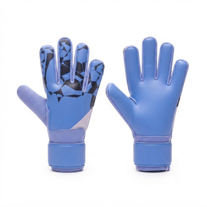 Gants de gardien de but de football à impression par sublimation bleue avec fermeture auto-agrippante, en PU respirant, protection complète des doigts, unisexe - Product Image 1