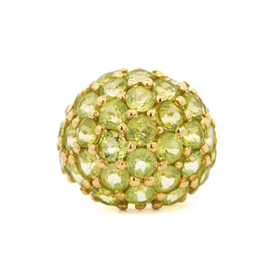 Bague de cocktail pour femme plaquée or 24 carats avec pierres rondes en péridot naturel serties pavé, style glamour, cadeau pierre de naissance d'août - Product Image 2