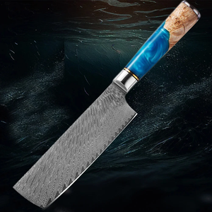 Couteau de cuisine japonais Damas Nakiri 7 pouces en acier VG10, couteau à découper la viande et les légumes, 67 couches - Product Image 4