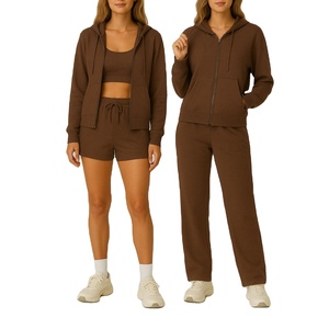 Conjunto Deportivo de 2 Piezas para Mujer, Color Rosa Intenso, Sudadera con Capucha y Pantalones Cortos o Largos, Logotipo Personalizado, Ropa Deportiva de Moda 2026 - Product Image 6