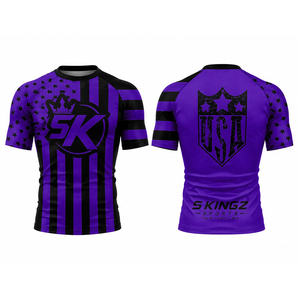 Rashguard personnalisé imprimé par sublimation, Kimono BJJ en Spandex/Polyester, respirant, léger, manches courtes pour homme adulte, OEM - Product Image 3