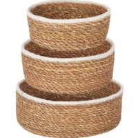 Paniers de rangement décoratifs faits à la main en jute et en jonc de mer, tissés, pliables, imperméables, respirants, durables, avec doublure en plastique et poignées