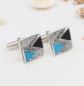 Boutons de manchette en onyx turquoise et argent sterling 925 pour hommes, accessoires de luxe pour smoking, mariage, fiançailles, formel - Product Image 1