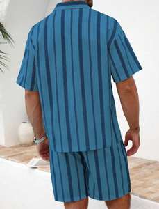 Camiseta de Manga Corta a Rayas 2025, Conjunto de Pantalones Cortos Casuales de Verano para Hombre - Product Image 6