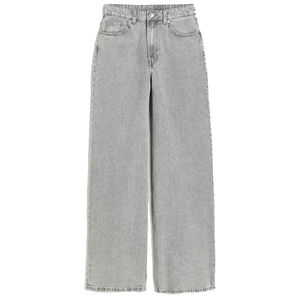 Pantalon en jean de haute qualité avec poches latérales, coupe évasée large, couleur gris, pour femme, jean bootcut personnalisé, vente en gros - Product Image 4