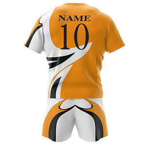 Service OEM ODM, ensemble d'uniformes de rugby à manches courtes unisexes en polyester respirant, écologique, de haute qualité, impression personnalisée - Product Image 3