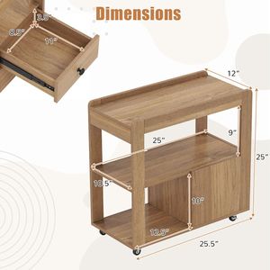 Tavolino Laterale per Divano con 2 Cassetti e Ripiani per Arredamento Soggiorno - Product Image 6