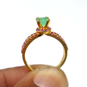 925 Sterling <b>Silver</b> Gold Plated <b>Emerald</b> with Pink Sapphire Cut Gemstone <b>Ring</b> Wholesale <b>Ring</b> <b>Emerald</b> Jewelry Gift <b>Ring</b> - Product Image 4