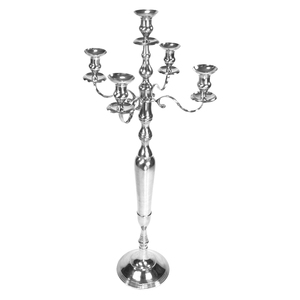 Candélabre de luxe à 5 bras en cristal pour centre de table de mariage, grand chandelier en métal argenté, vente en gros, directement de l'usine - Product Image 6