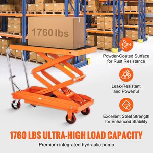 Nuovo Carrello Elevatore Idraulico a Doppia Forbice da 1760 libbre (800 kg) con Piattaforma da 150 cm, Manuale, 4 Ruote Antiscivolo per Fattorie - Product Image 2