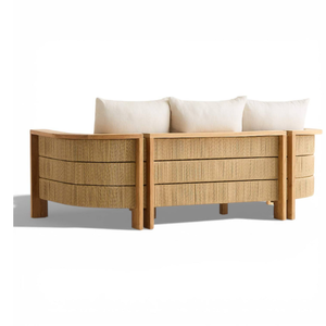 Fauteuil d'extérieur moderne avec coussin beige, en teck massif, design minimaliste, résistant aux intempéries, mobilier de jardin - Product Image 4